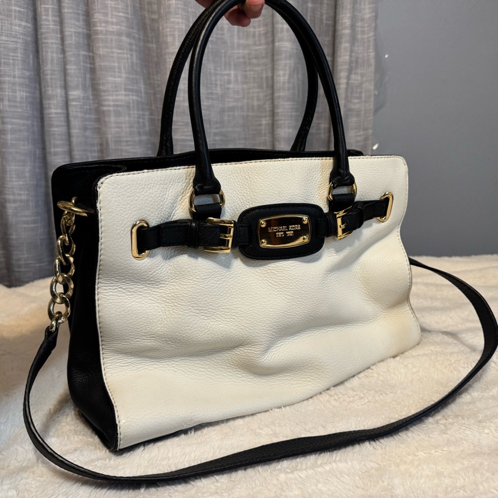 Michael Kors Black and Cream Satchel